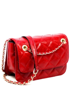 Quilted Flap Over Crossbody Bag  DL710Q RED